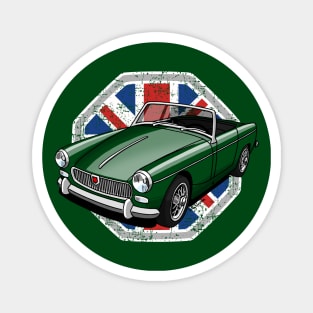 Classic british sports car with Union Jack background Magnet